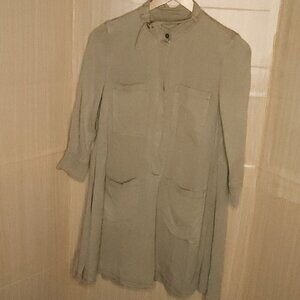 Pistola NWOT Tencel Long Sleeve Taupe Green Oversized Cargo Shirt Dress Small